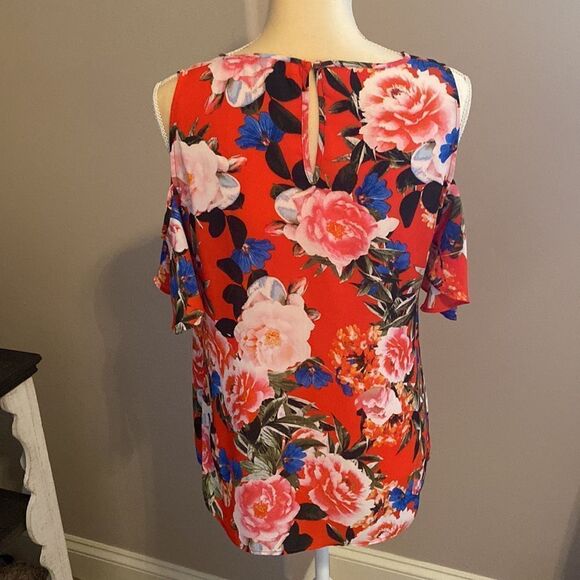 ❤️EUC Rose & Olive Cold Shoulder Top Size Medium❤️ - Picture 4 of 7